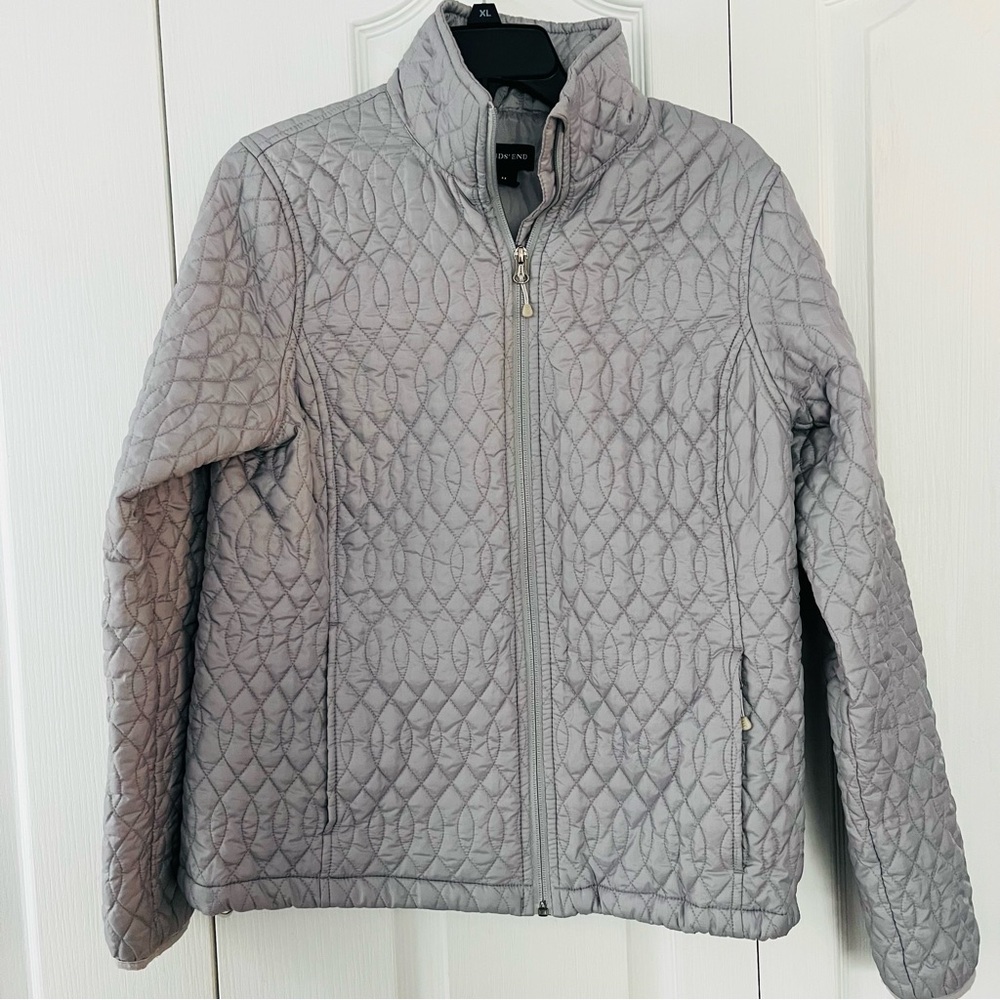 Land's End Primaloft Quilted Jacket light Gray Size Medium 10/12
